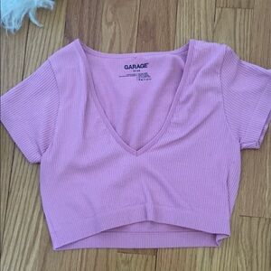 Garage Women's Pink Ribbed Crop Top